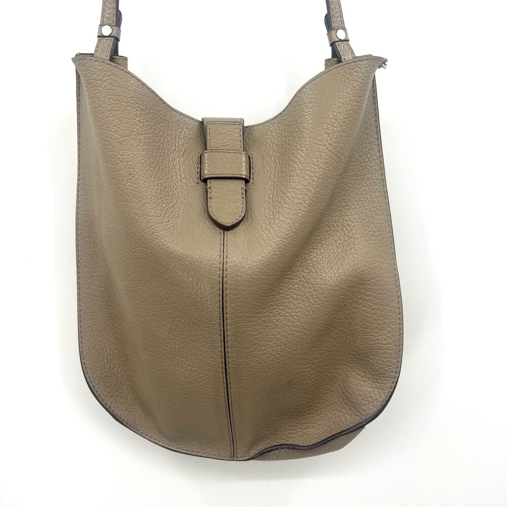 Banana Republic Taupe Pebbled Leather Crossbody Hobo Bag Adjustable Strap